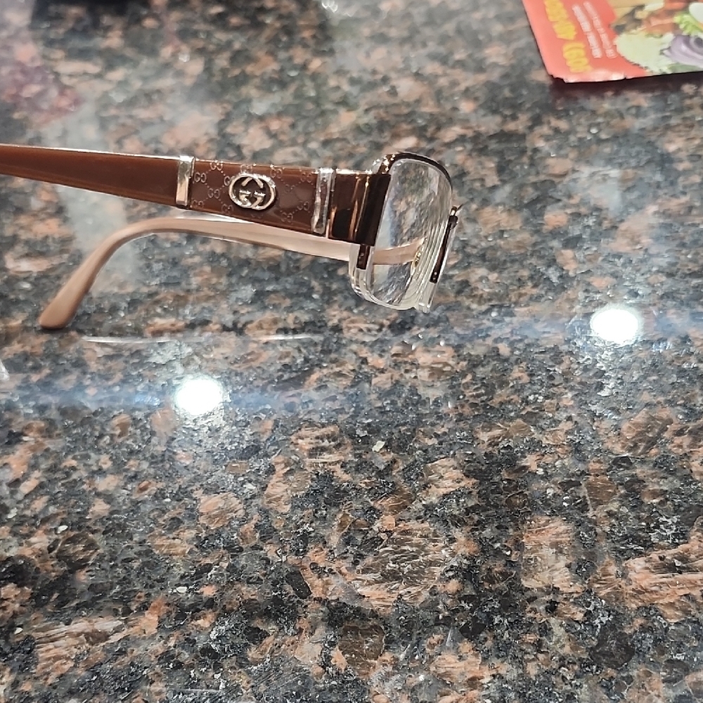 Gucci Brown and Silver Designer Eyewear